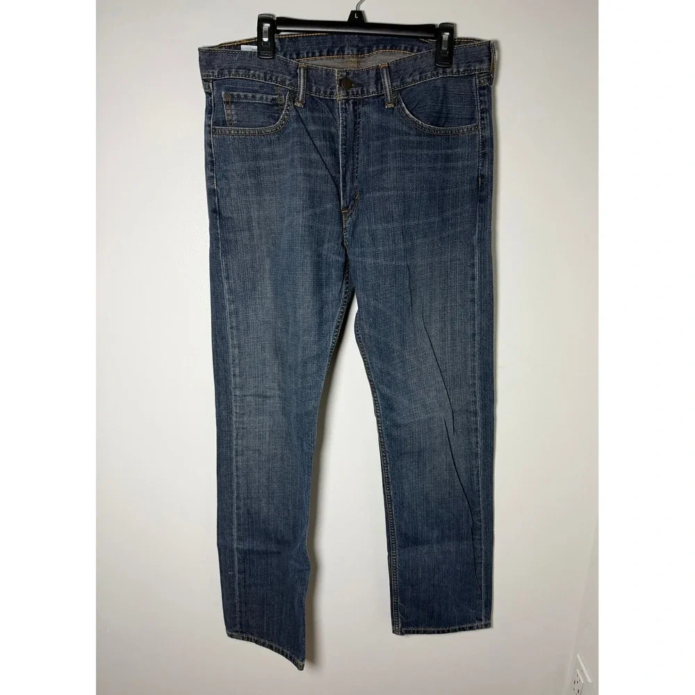 Levis 505 Regular Fit Straight Leg Blue Denim Jeans Mens 36x34 Medium Wash